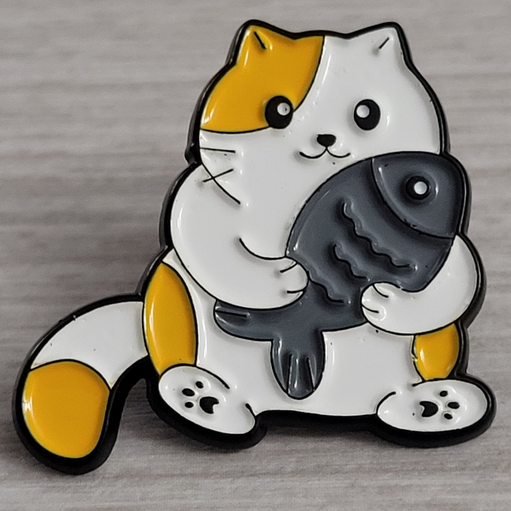 Cat With A Fish Enamel Pin